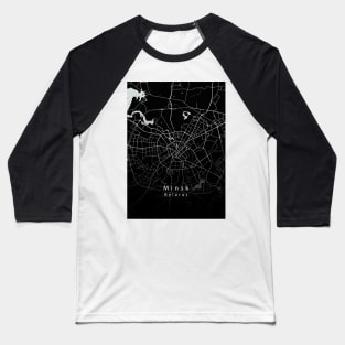 Minsk Belarus City Map dark Baseball T-Shirt